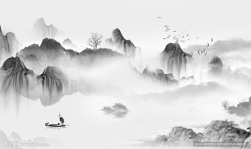 水墨高清意境山水 TIF分层