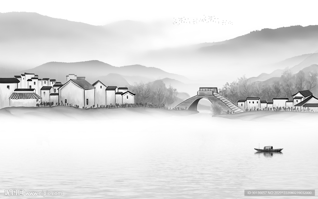 别墅 高清意境山水 TIF分层