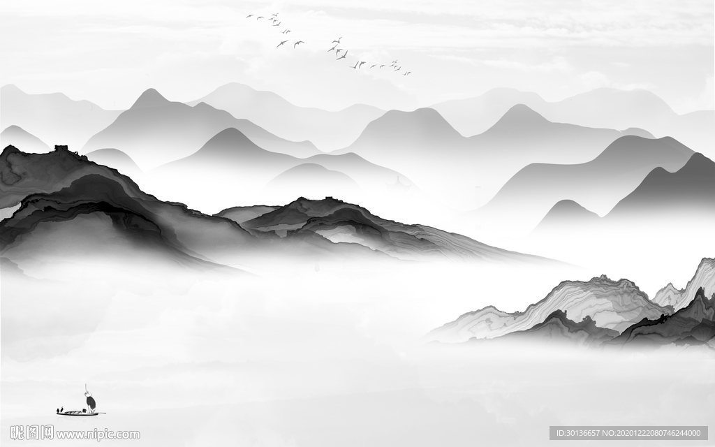 新中式高清意境山水 TIF分层