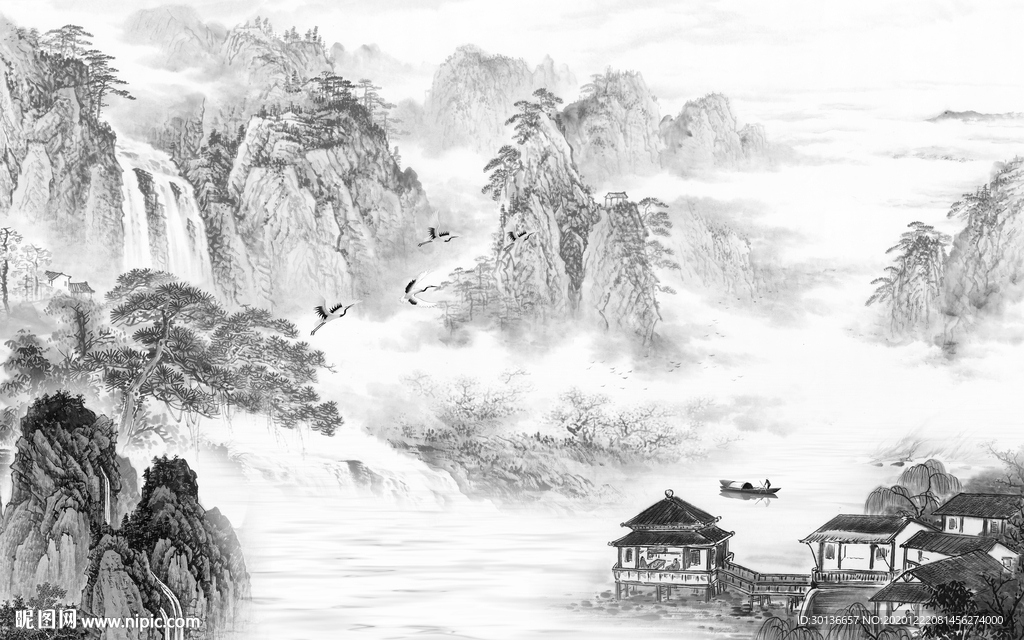 国画 高清意境山水 TIF分层