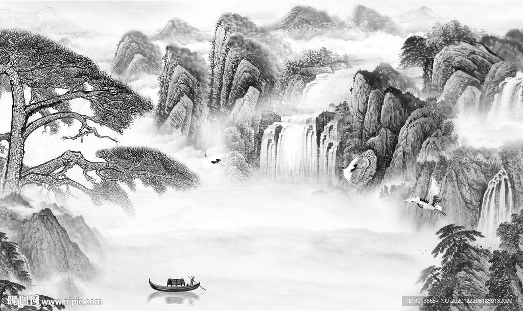 现代新款意境山水 TIF分层