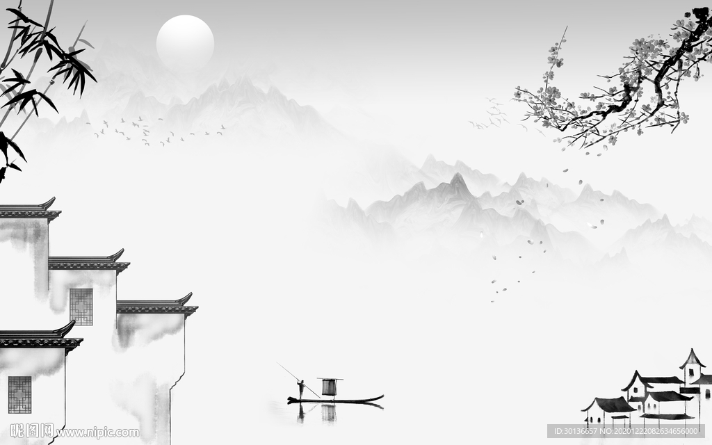 中式高清意境山水 TIF分层