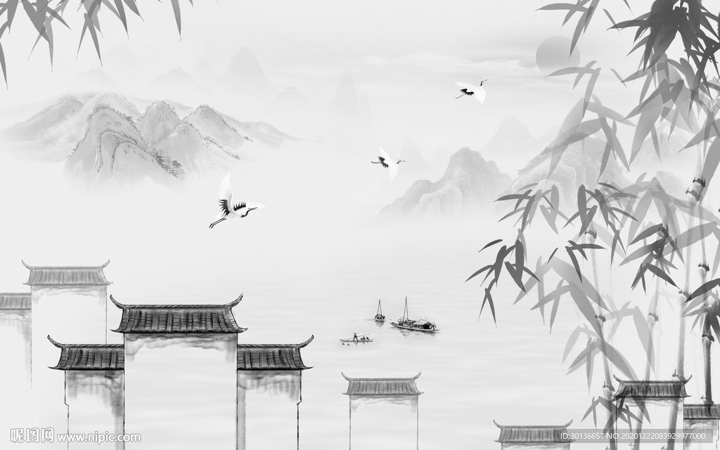 徽派 高清意境山水 TIF分层