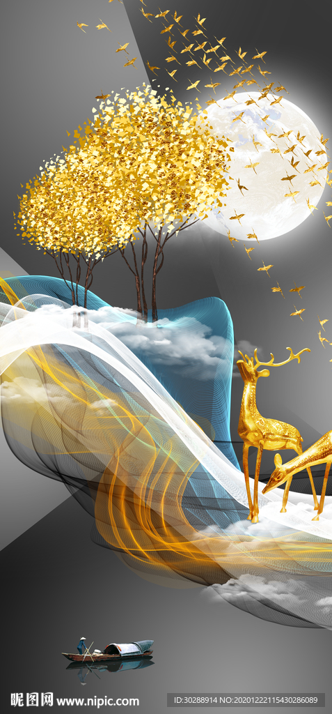 烁金玄关晶瓷画