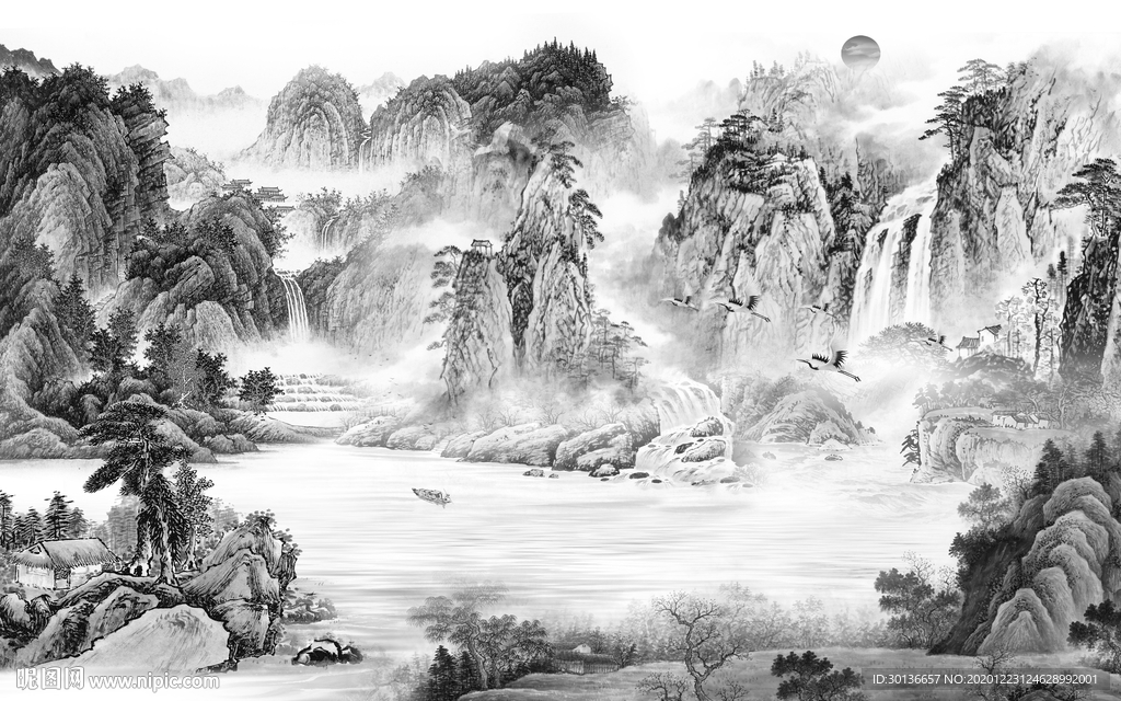 爆款高档新款山水 TIF分层