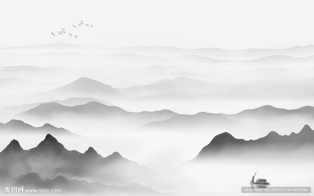 新上架高档灰色山水 TIF分层