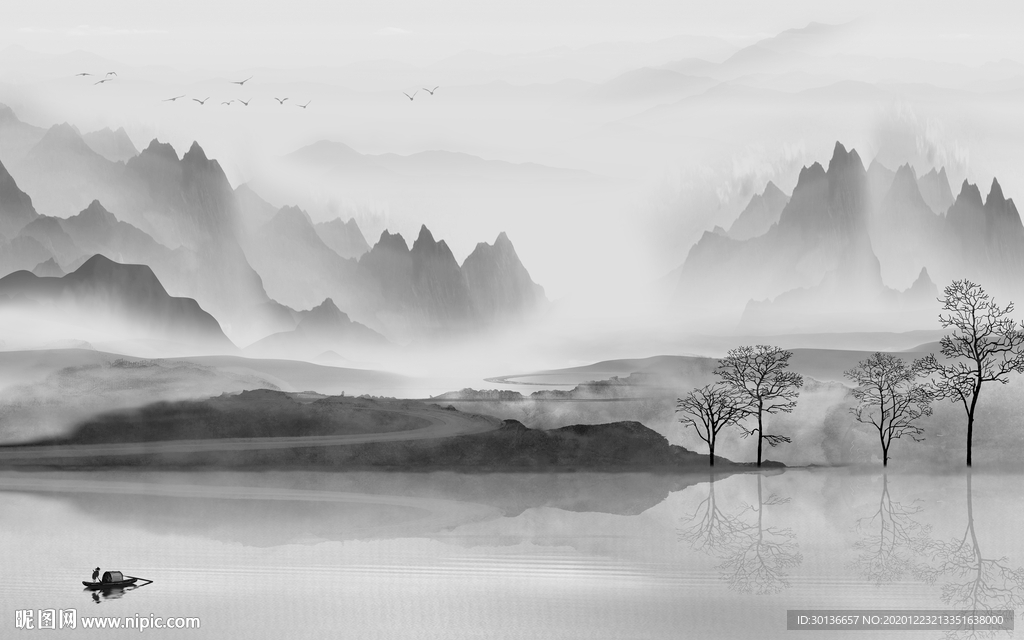 高档灰色新款山水 TIF分层