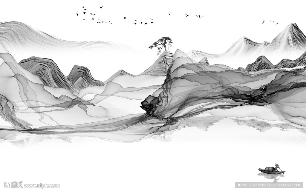 大气 灰色新款山水 TIF分层