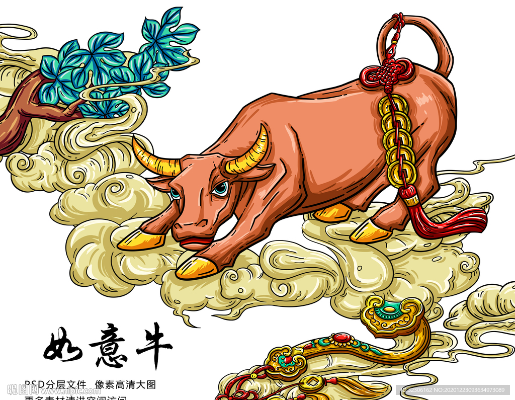 牛年中国风国潮插画图