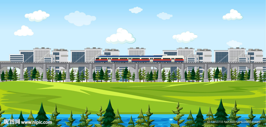 公园边上的城市高铁