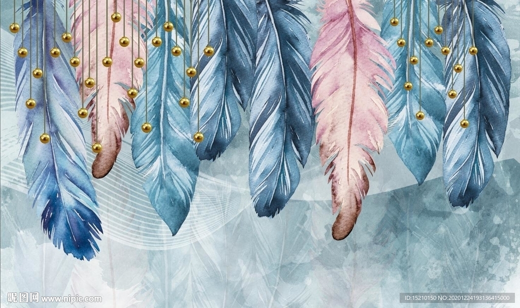 抽象羽毛电视背景墙