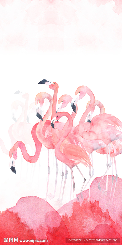 玄关火烈鸟装饰画