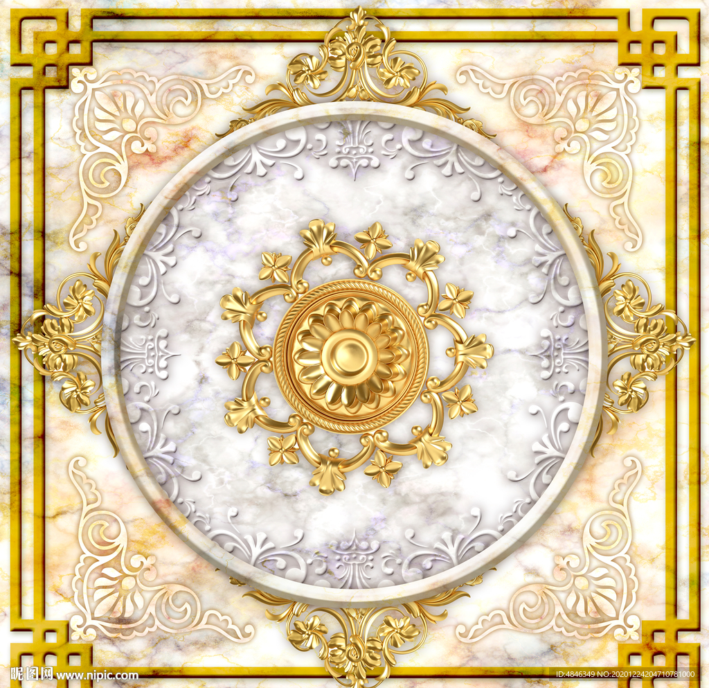 欧式天顶壁画天花板壁纸