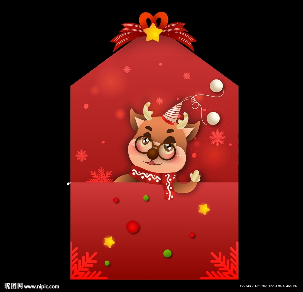 圣诞贺卡缝隙圣诞小鹿矢量素材