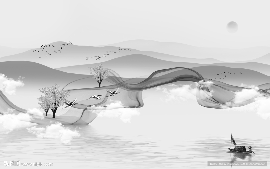 轻奢灰色别墅山水 TIF分层
