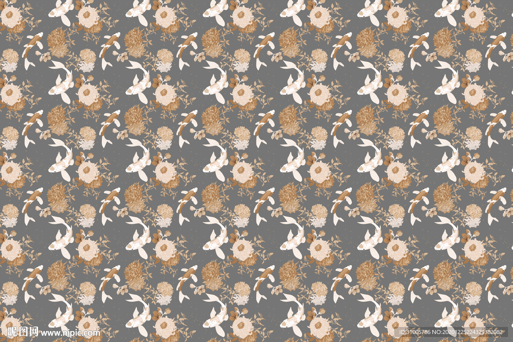 手绘花朵鱼儿壁纸