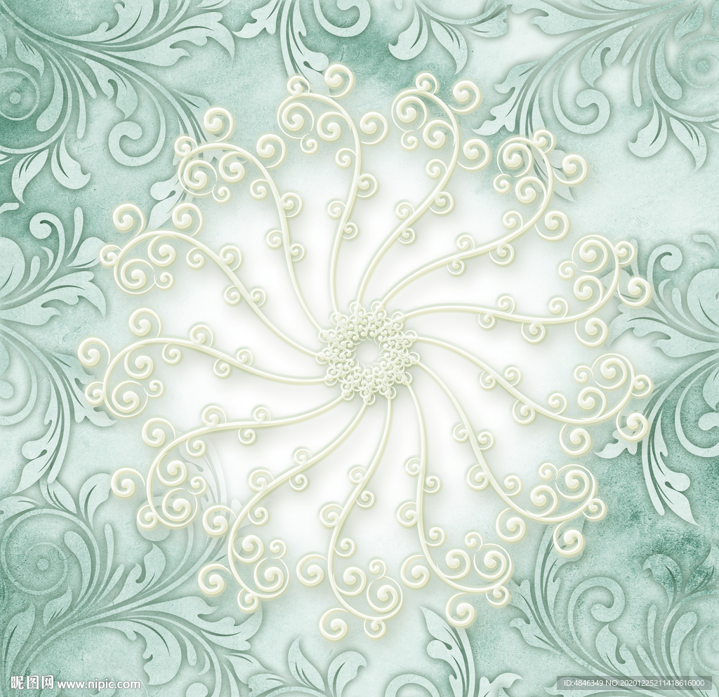 花纹边框欧式天顶壁画天花板壁纸