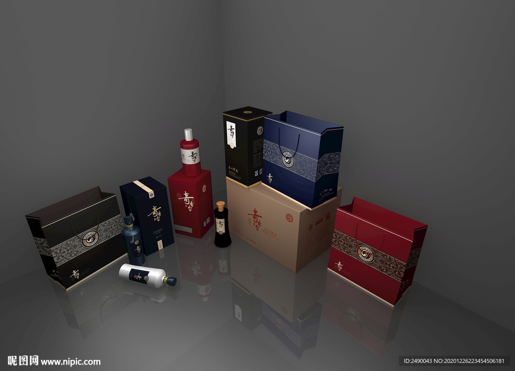 酒包装展开图 手提袋