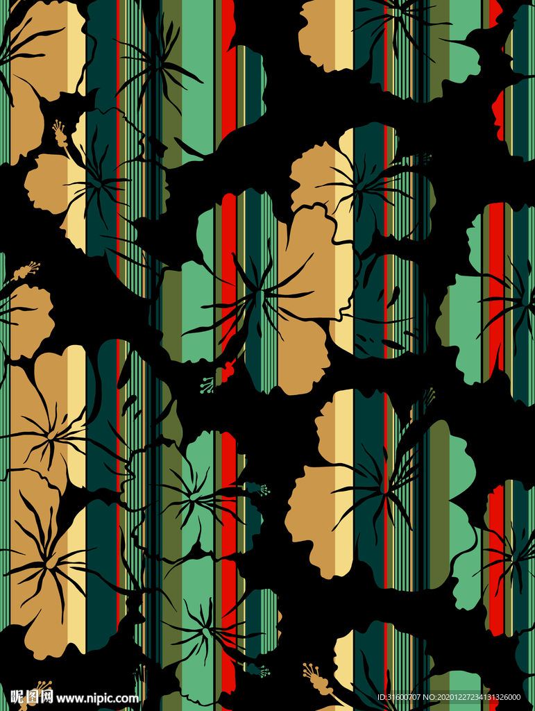 定位竖条抽象树枝花