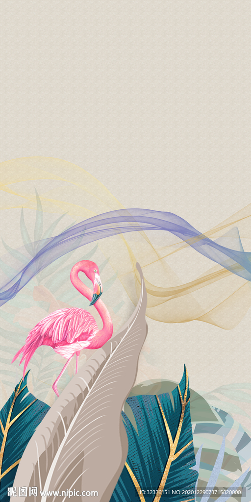 火烈鸟现代玄关画 TIF分层