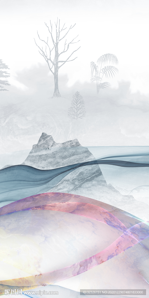 线条中式新玄关画 TIF分层