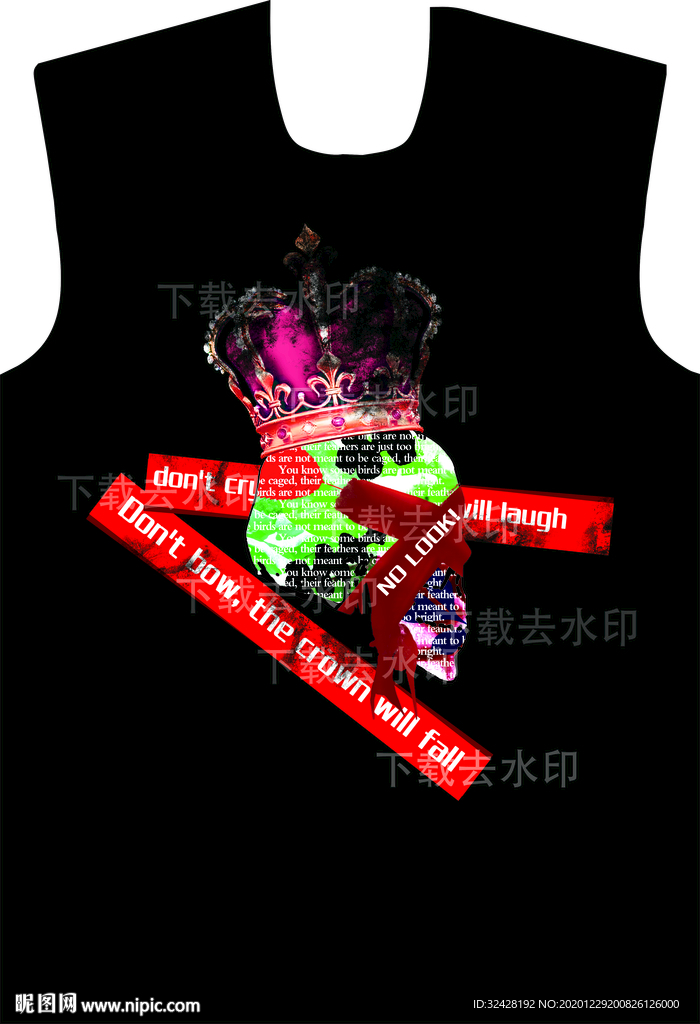 骷髅头 皇冠 男装印花