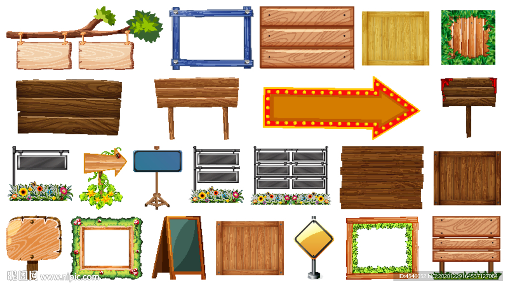 矢量木质标签标语指示牌