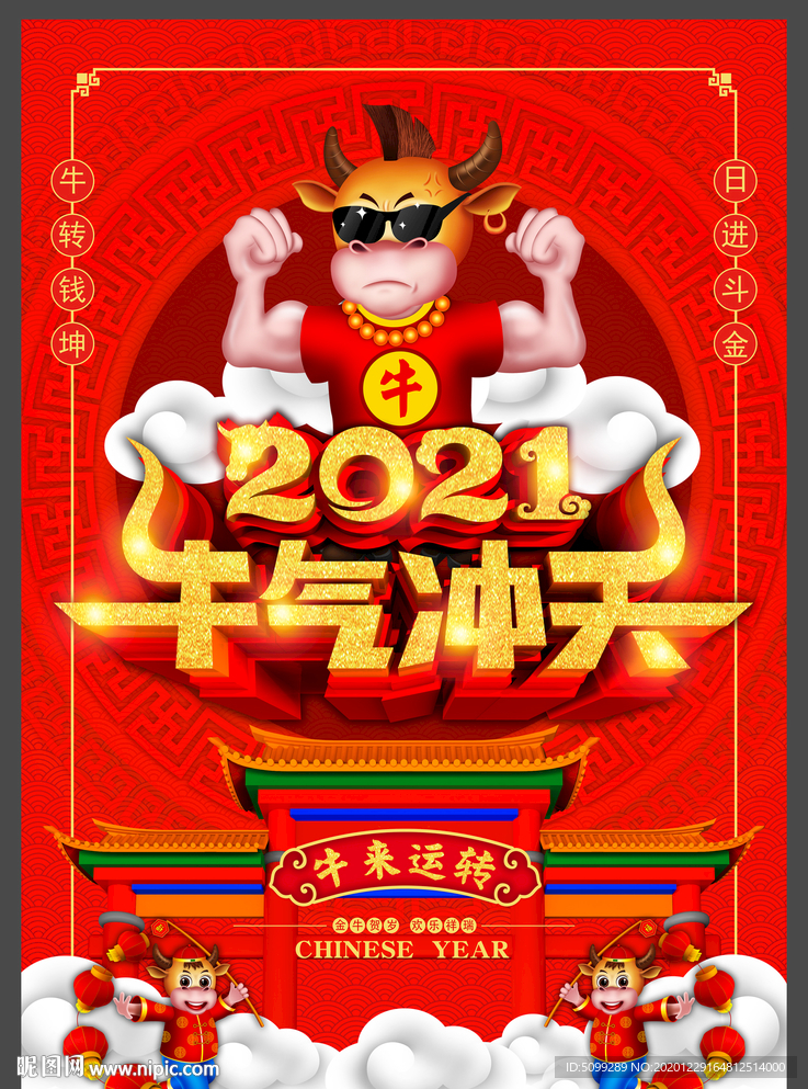 2021牛气冲天海报模板