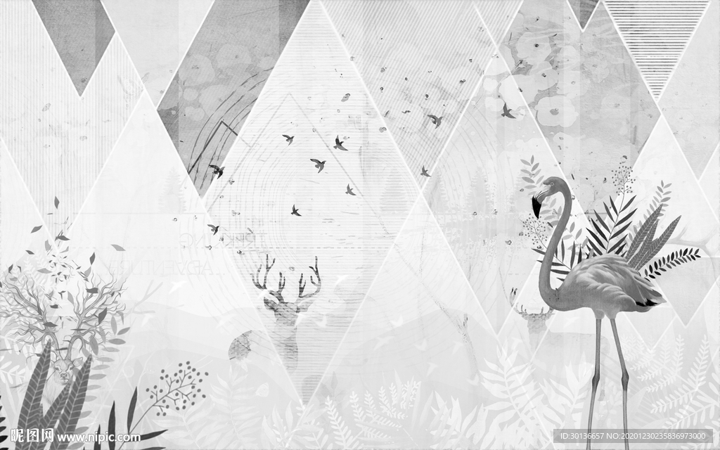 简约麋鹿新装饰画 TIF分层