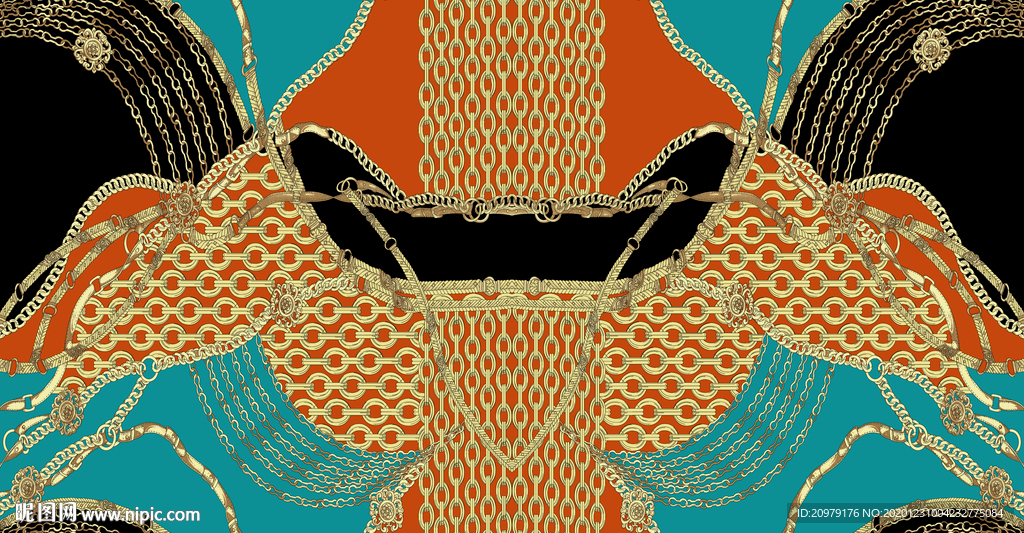 大牌 链条 对称 方巾 定位花