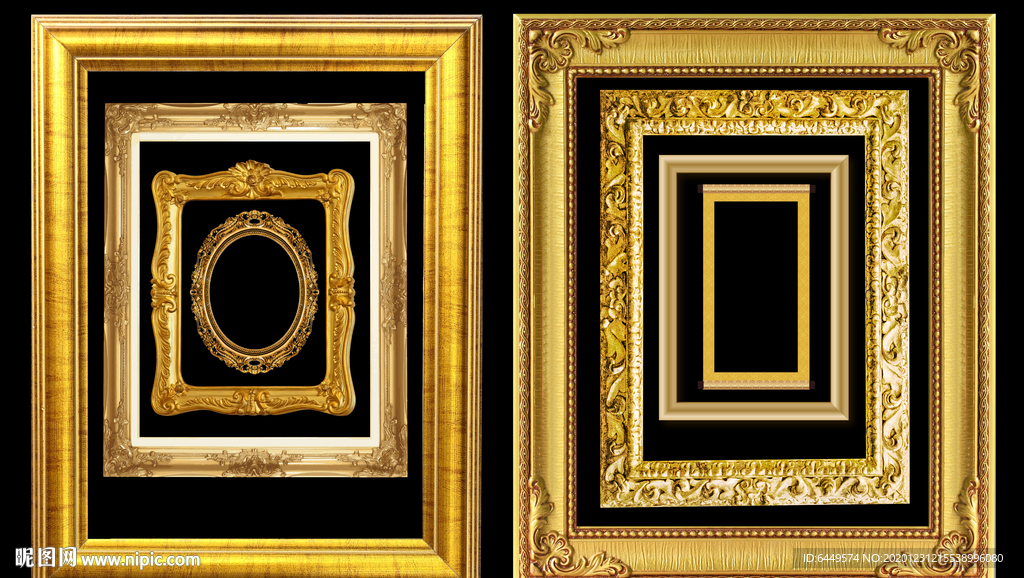 金色油画框设计素材