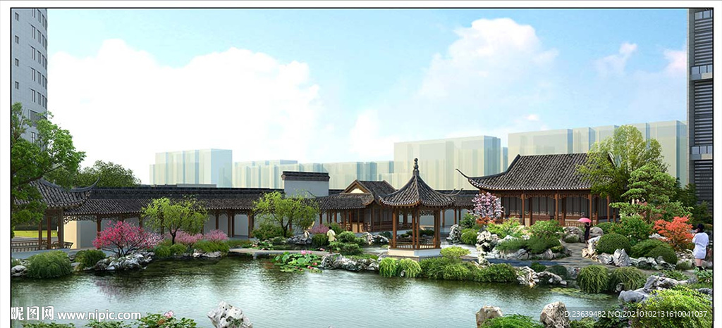 中式庭院景观效果图