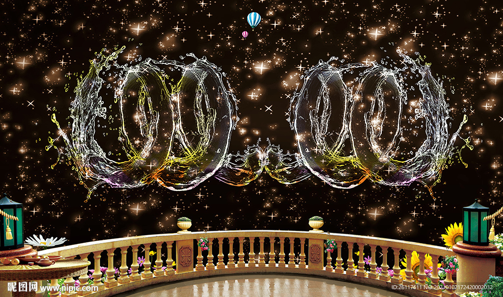 梦幻水纹星空电视背景墙