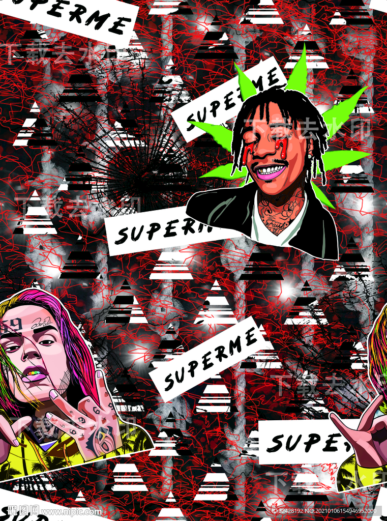 潮流男装印花 高清原图分层