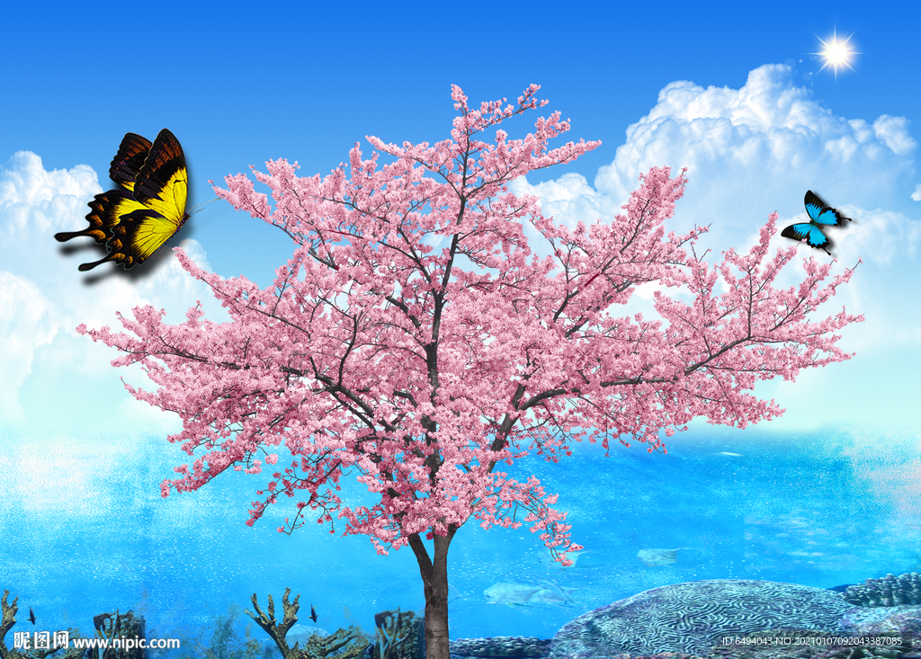 免抠透明桃树桃花