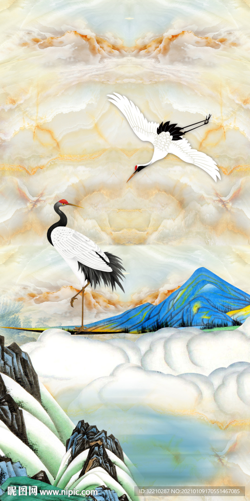 仙鹤中式挂画