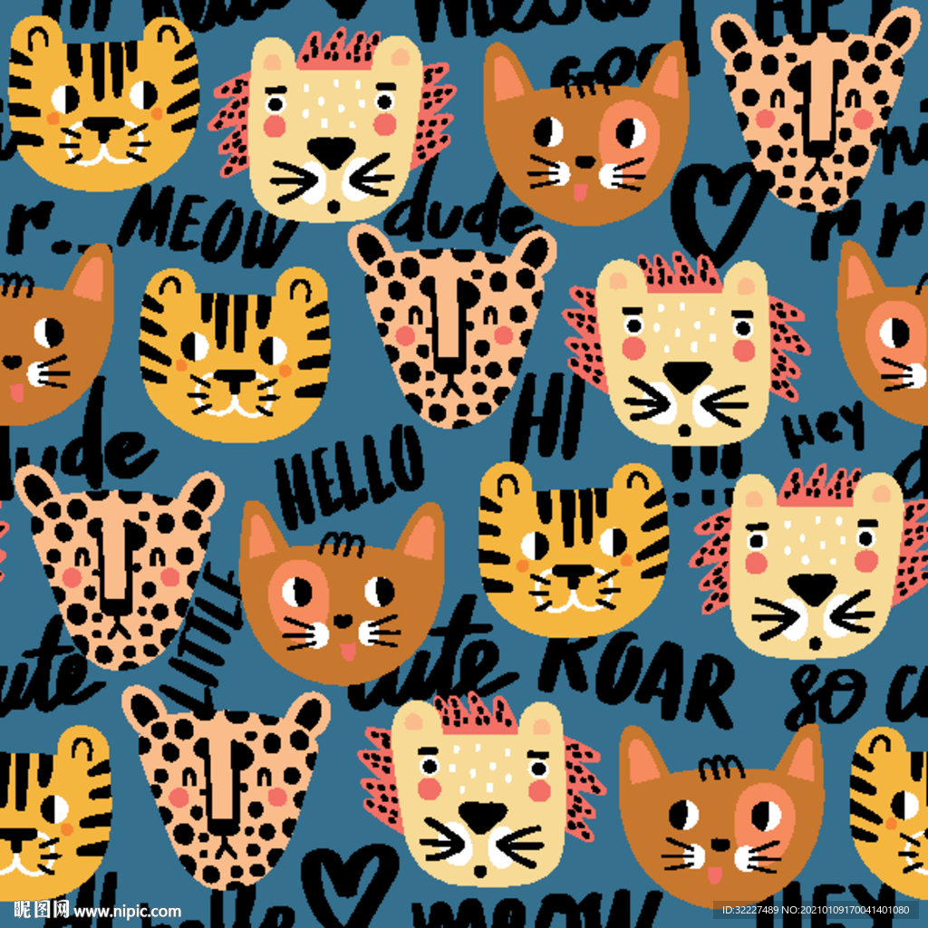 卡通 动物 字母 老虎头 狮子