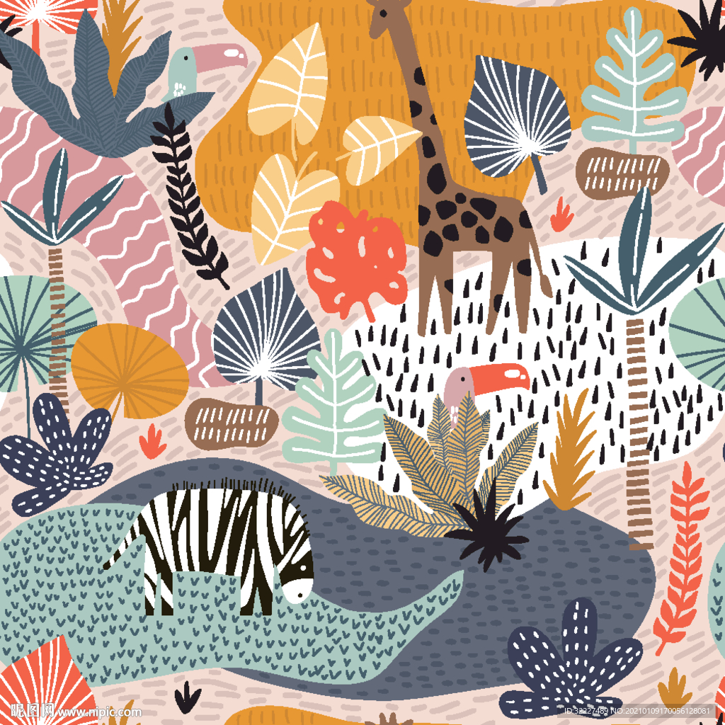 线条 卡通 长颈鹿