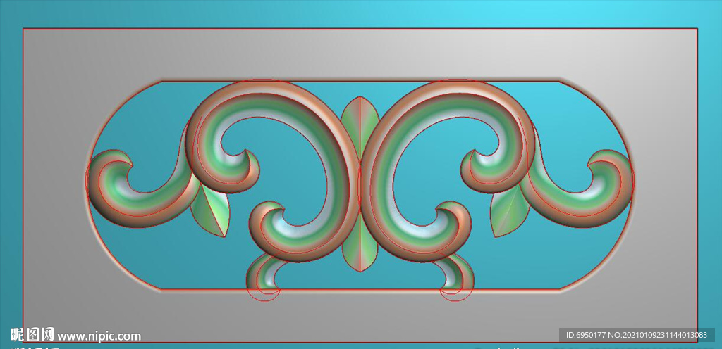 镂空洋花牙板裙板精雕图浮雕灰度