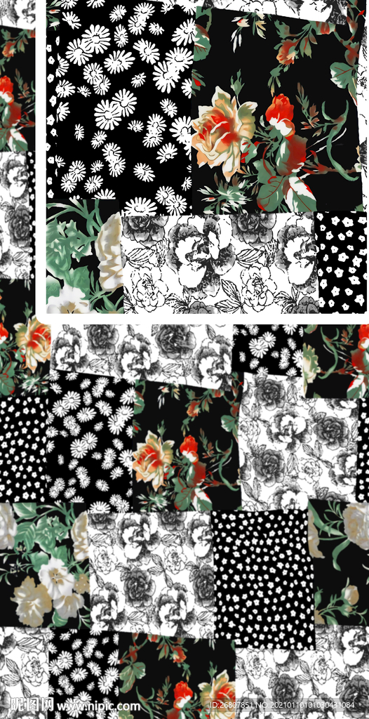 碎花 拼接 大牌