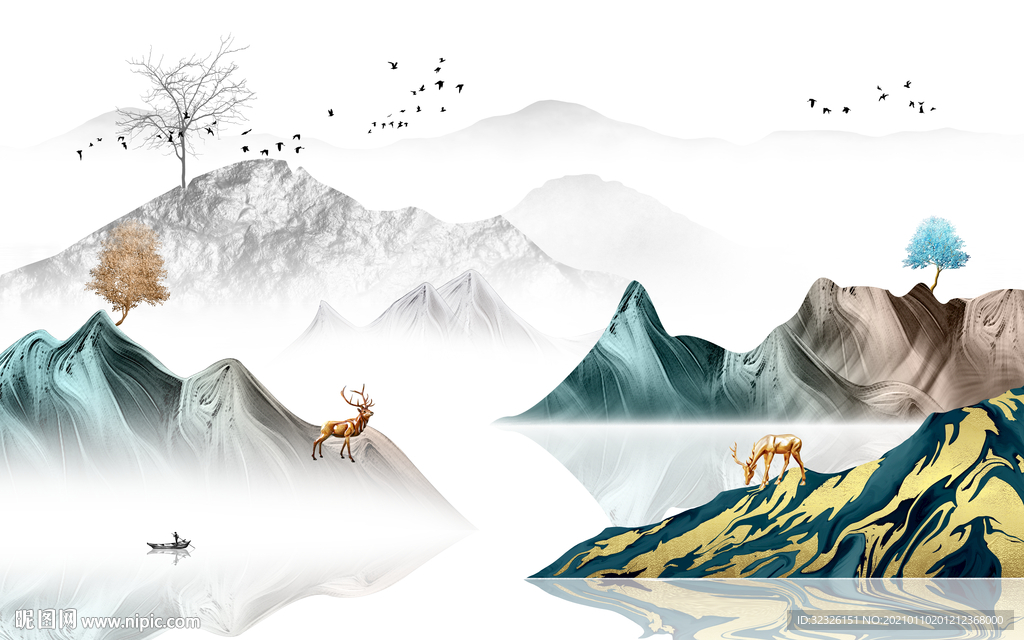 高档 现代新山水画 TIF分层