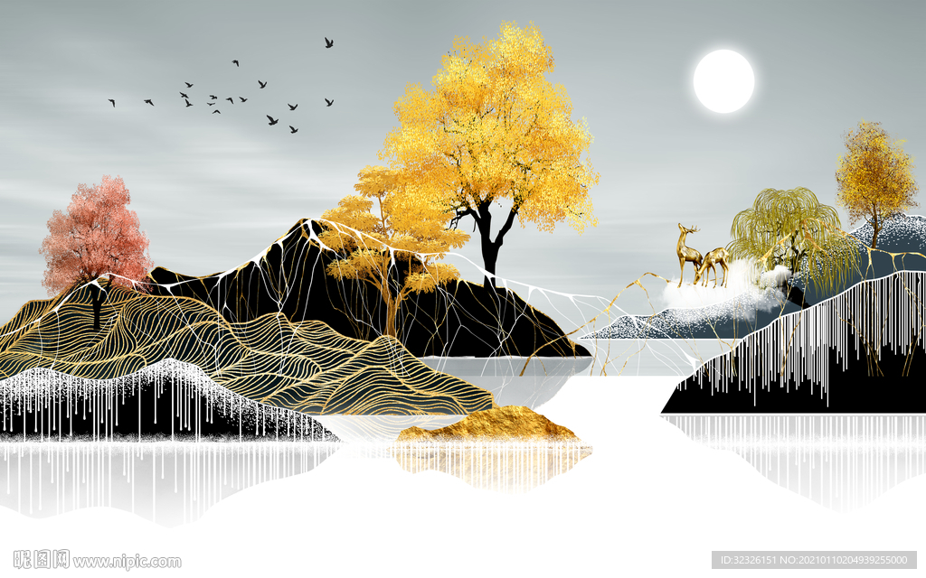 沙发现代新山水画 TIF分层