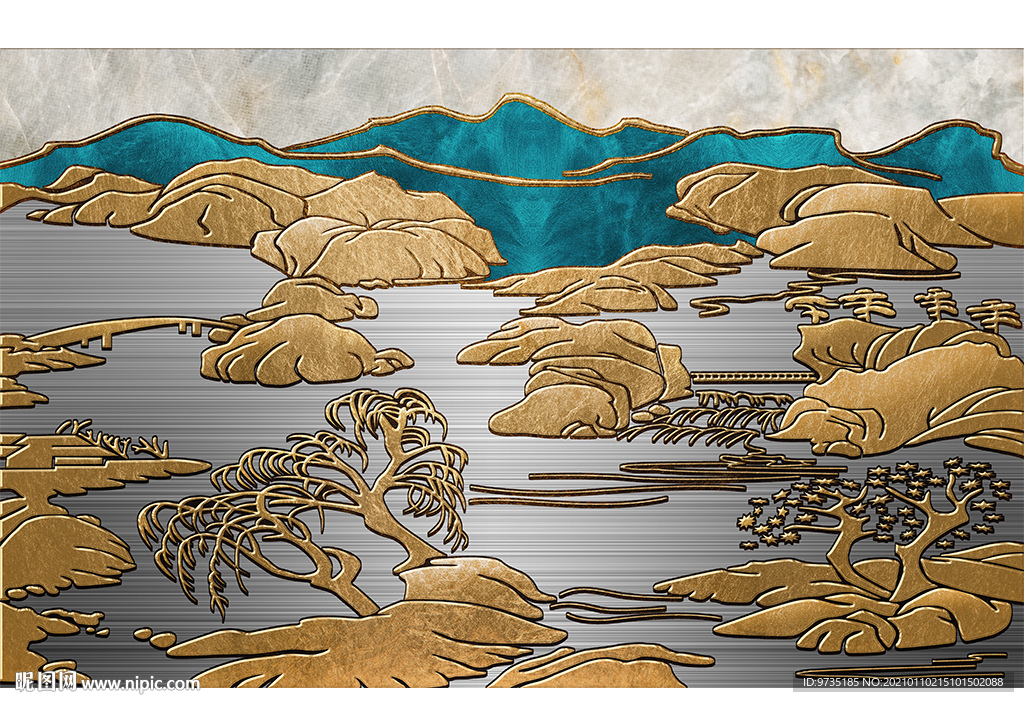 大理石浮雕山水情壁画背景墙
