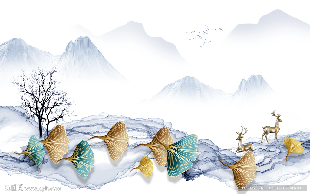 最新现代新山水画 TIF分层