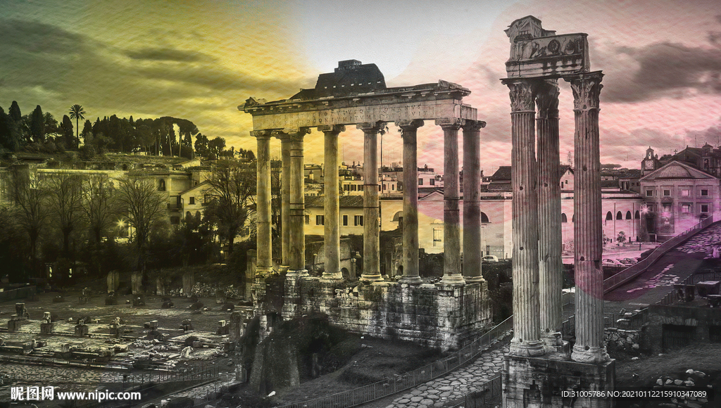 复古欧式建筑背景墙