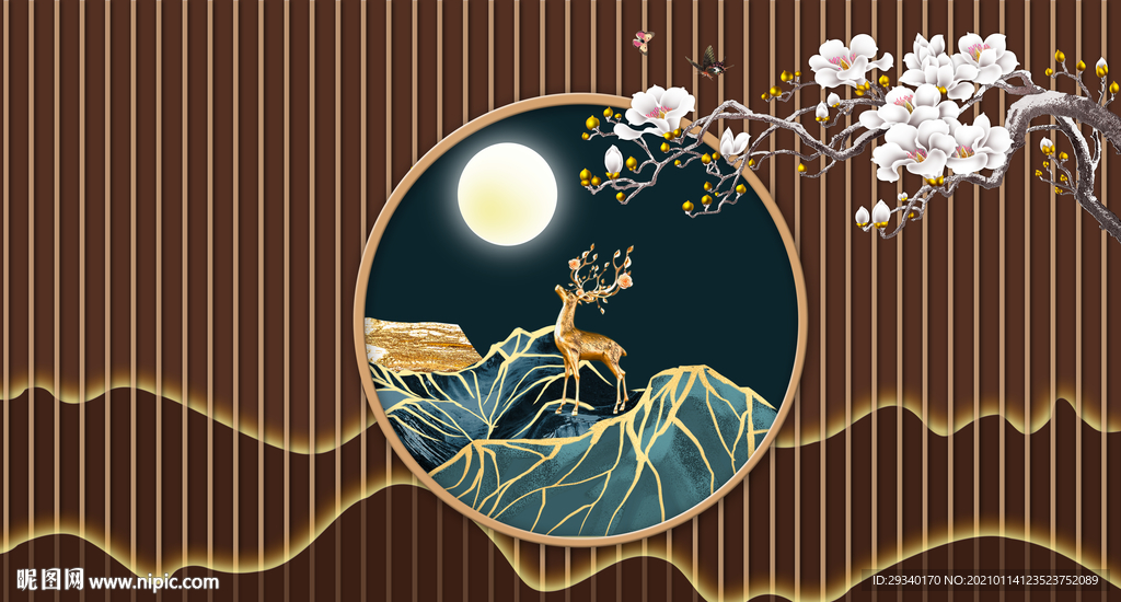 新中式背景墙装饰画