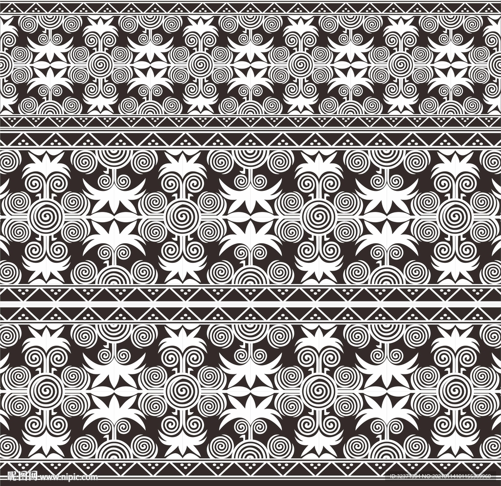 少数民族布依族苗族蜡染螺旋纹样