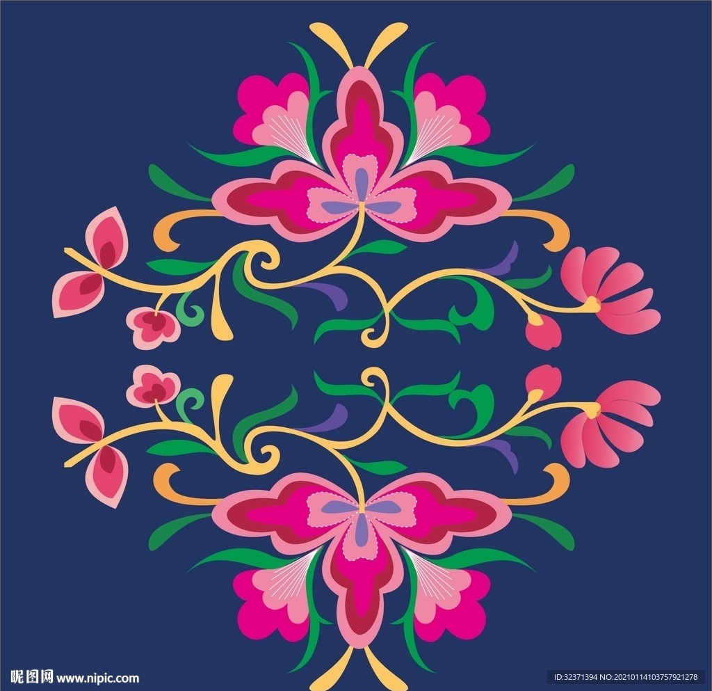 苗族刺绣花纹侗绣服饰矢量纹样元