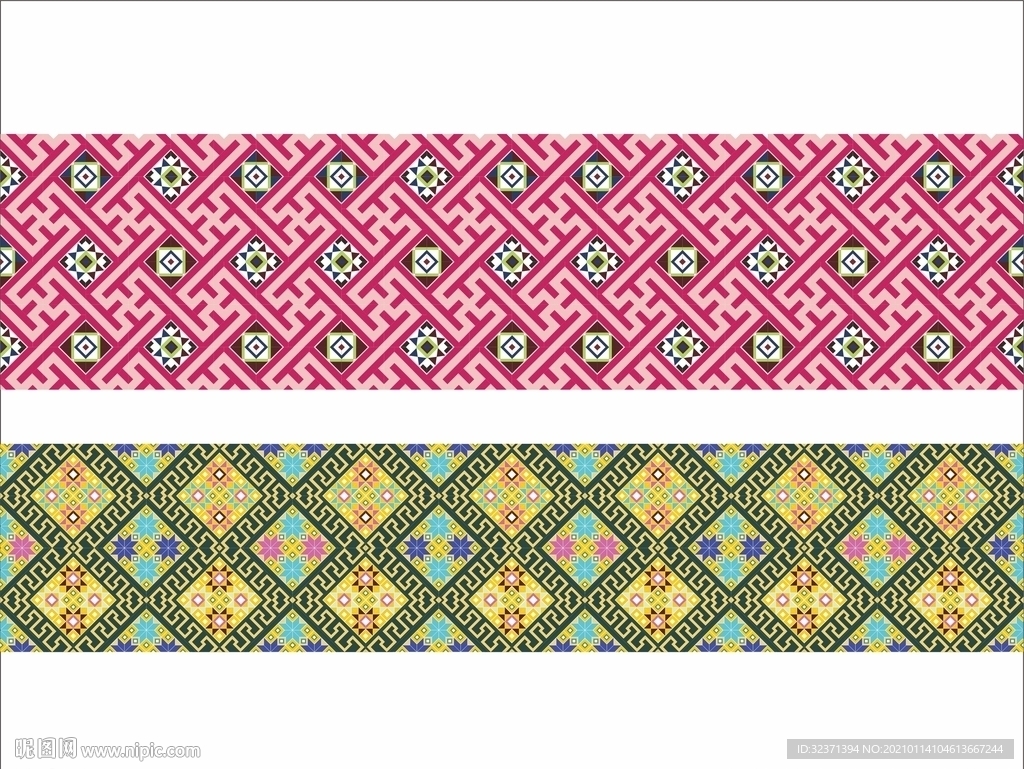 壮族织锦织绣纹样矢量元素