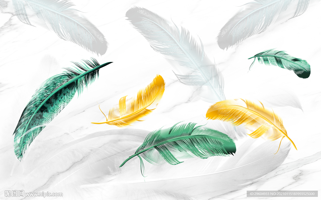 最新羽毛背景墙 tif分层
